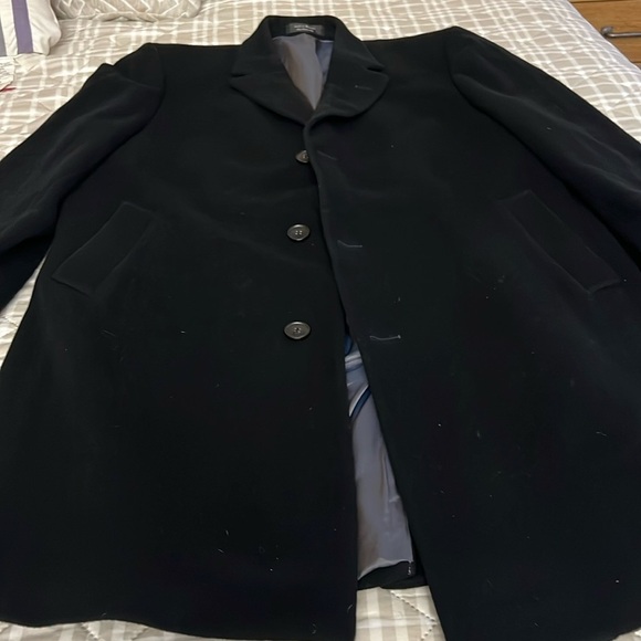 Calvin Klein Men's Wool-Blend Black Overcoat Size 44R - Picture 4 of 13